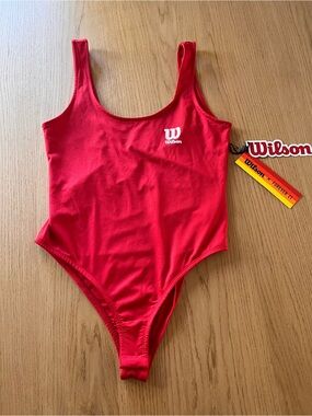 Wilson X Forever 21 Red Scoop Neck One-Piece Bodysuit